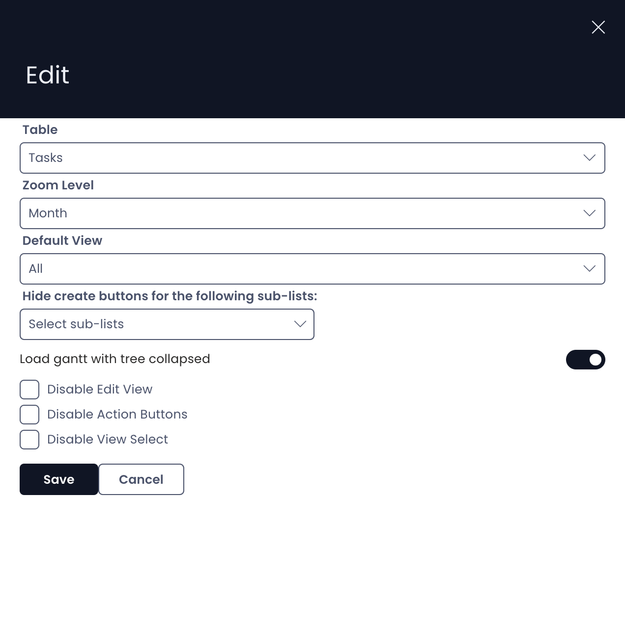 Gantt component example